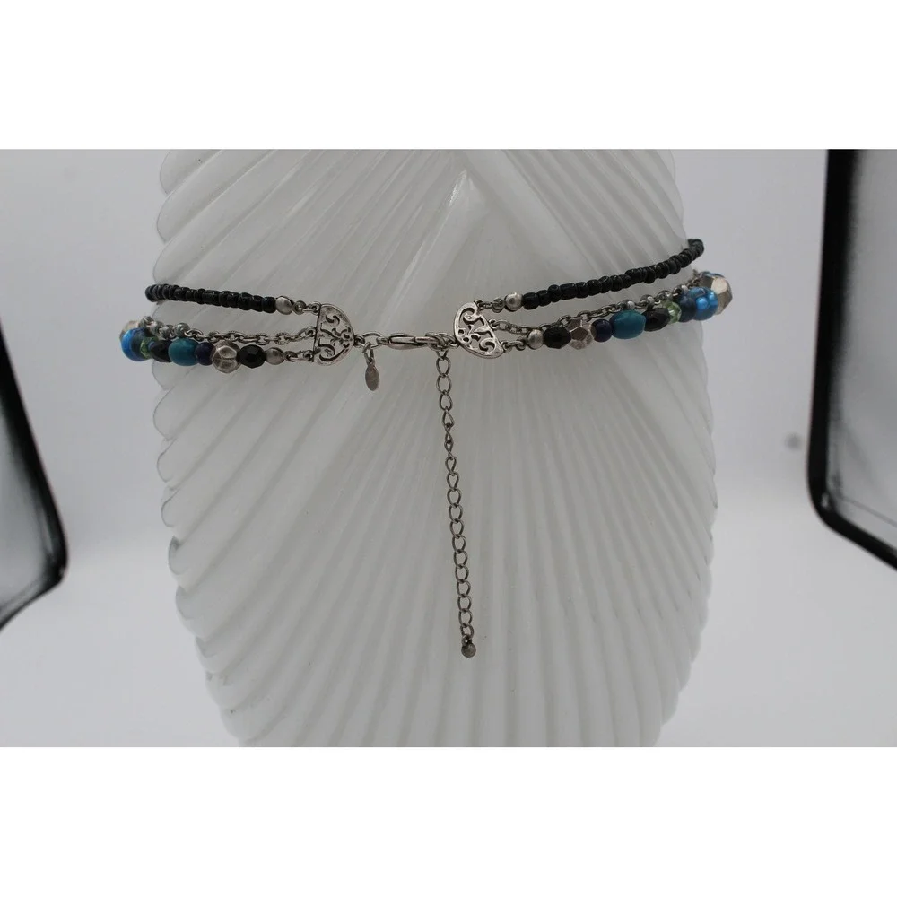 Teal Bead 3-Strand Necklace, Vintage Design House Jewelry